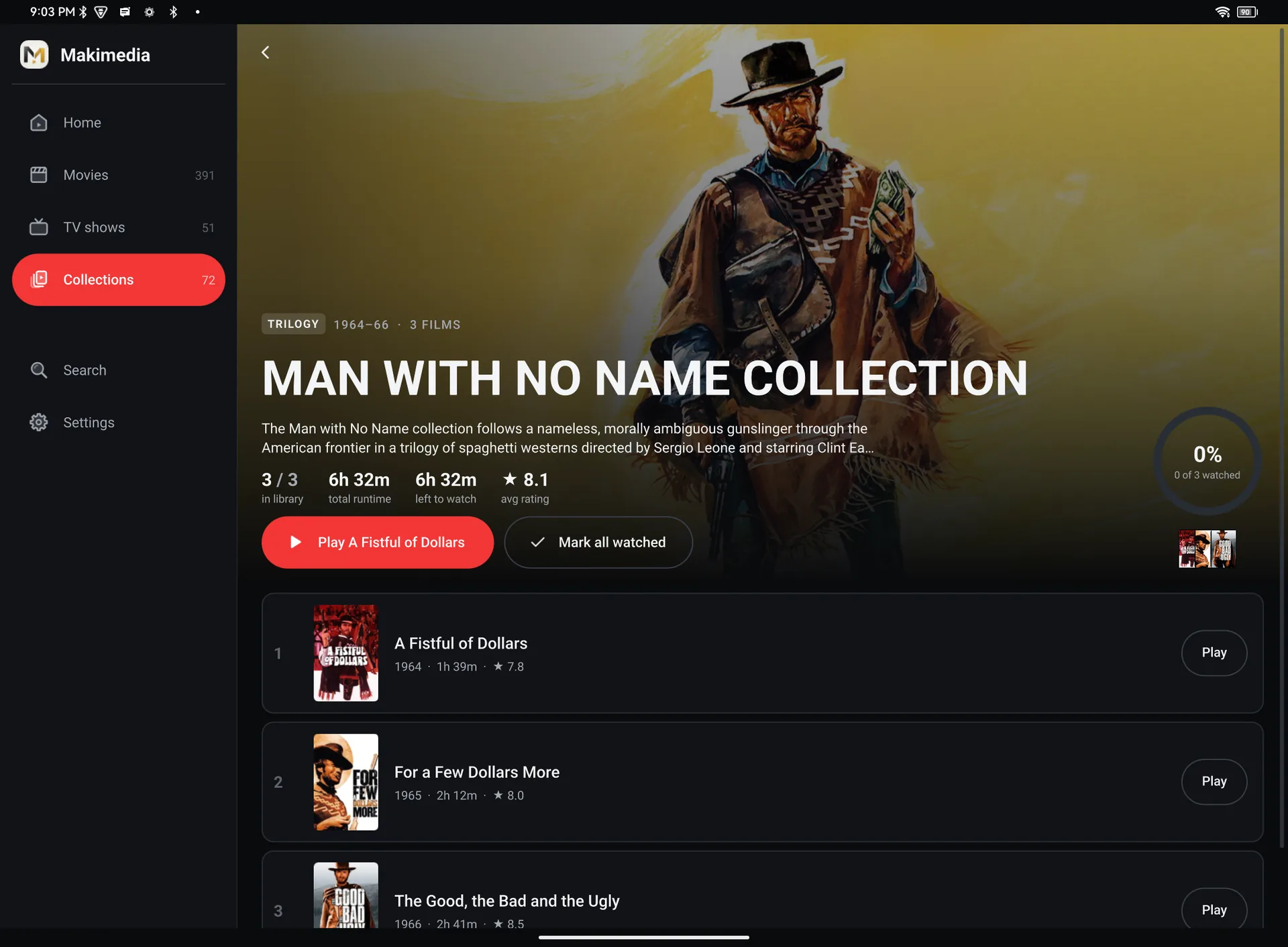 The Man with No Name trilogy, its three films in order