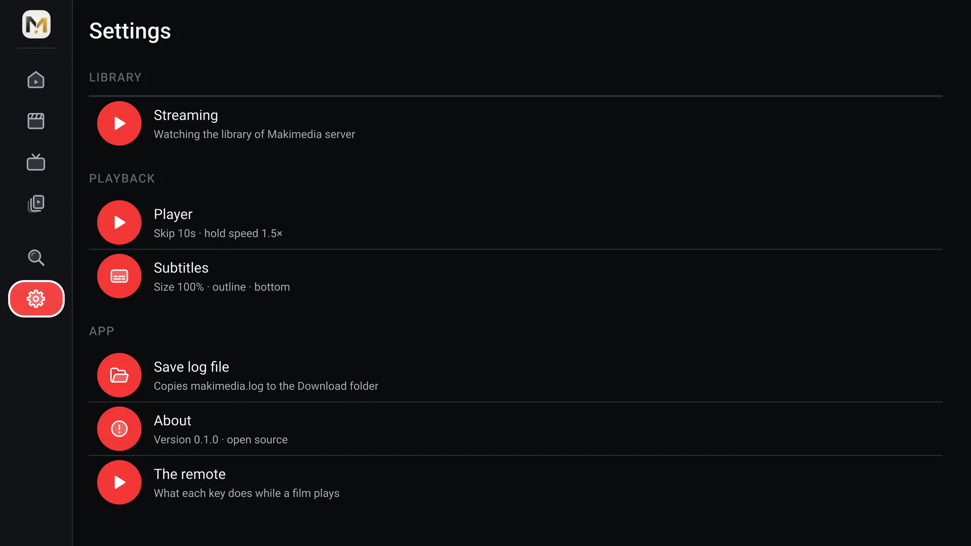 Settings on a TV